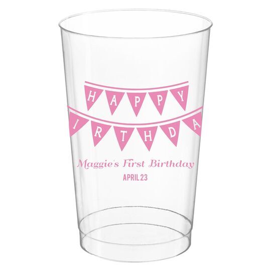 Birthday Banner Clear Plastic Cups